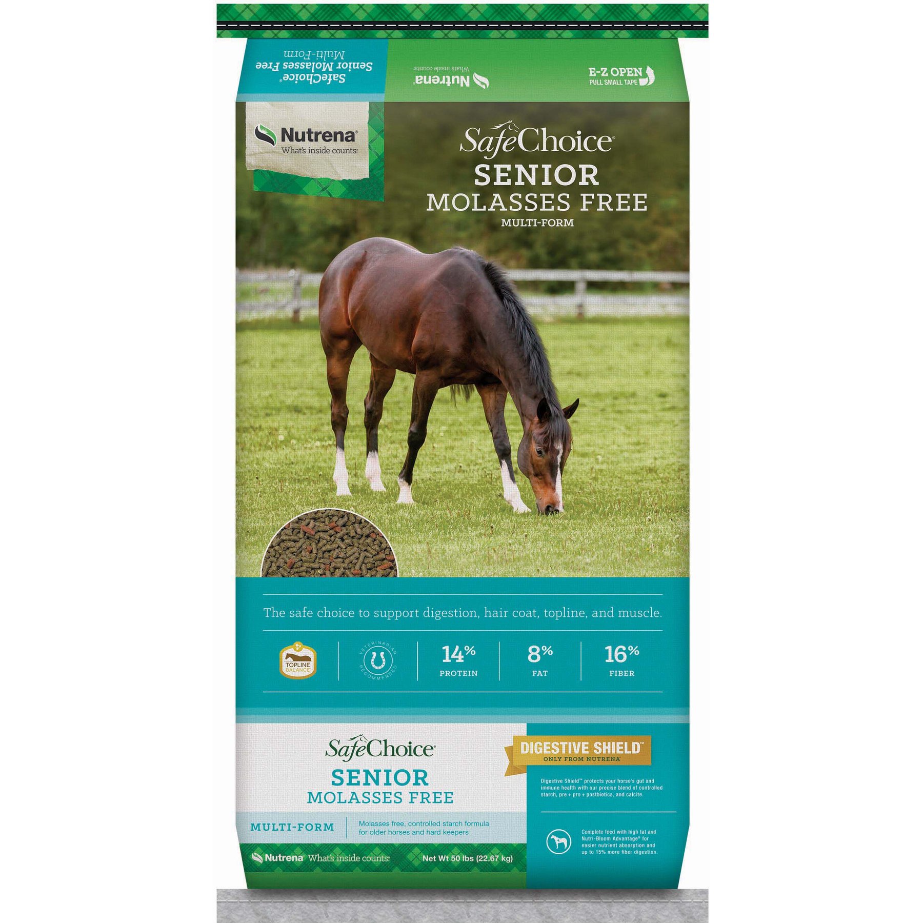 Nutrena SafeChoice Senior Molasses Free Horse Feed, 50-lb bag