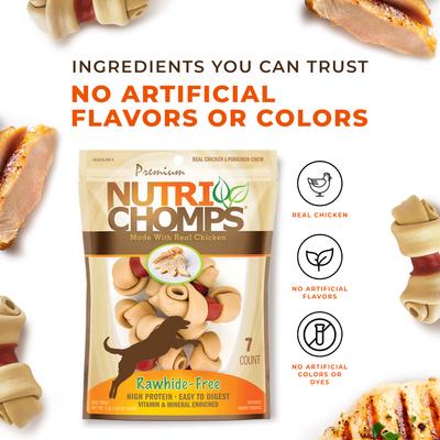 Show full view: Nutri Chomps 4" Chicken Knot with Flavor Wrap Dog Treats, 7 count slide 6 of 9