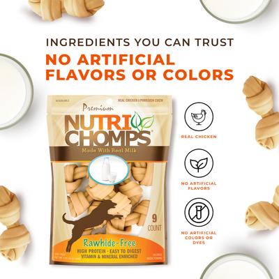 Show full view: Nutri Chomps 4" Milk Flavor Knots Dog Treats, 9 count slide 8 of 9