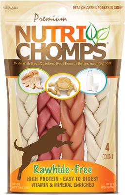 Show full view: Nutri Chomps 6" Assorted Flavor Braid Dog Treats, 4 count slide 1 of 10