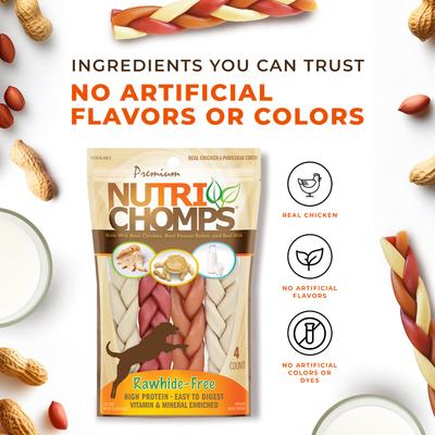 Show full view: Nutri Chomps 6" Assorted Flavor Braid Dog Treats, 4 count slide 7 of 10