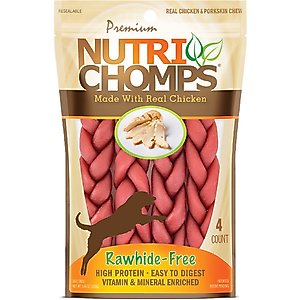 Nutri Chomps 6" Chicken Flavor Braid Dog Treats, 4 count