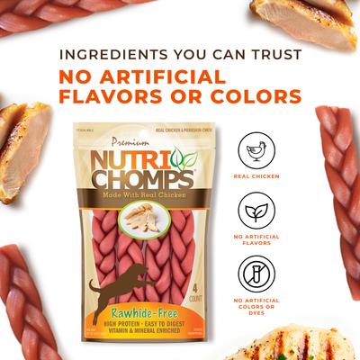 Show full view: Nutri Chomps 6" Chicken Flavor Braid Dog Treats, 4 count slide 7 of 10