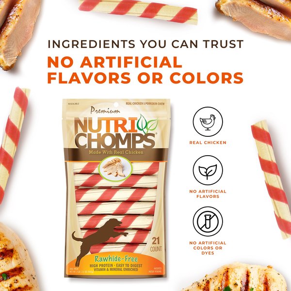 Nutri Chomps 6-inch Chicken Wrapped Twist Chew Dog Treats, 21 count