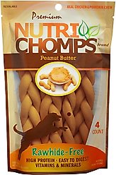 Nutri Chomps 6" Peanut Butter Flavor Braid + 6" Chicken Flavor Braid Dog Treats slide 2 of 3