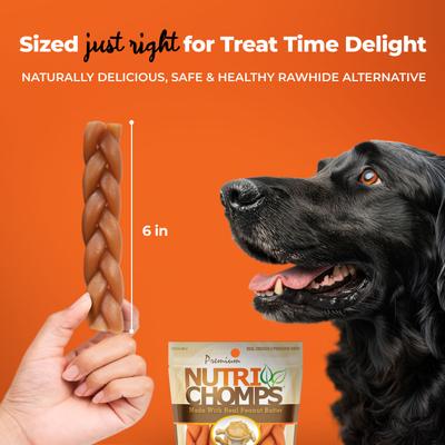 Show full view: Nutri Chomps 6" Peanut Butter Flavor Braid Dog Treats, 4 count slide 6 of 10