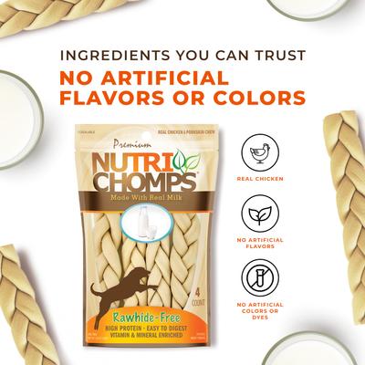 Show full view: Nutri Chomps 6-in Milk Flavor Braid Dog Treats, 4 count slide 7 of 10