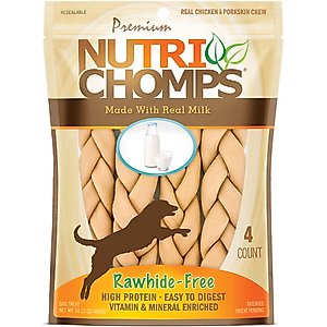 Nutri Chomps 9-in Milk Flavor Braid Dog Treats, 4 count