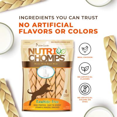 Show full view: Nutri Chomps 9-in Milk Flavor Braid Dog Treats, 4 count slide 7 of 10