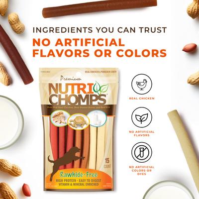 Show full view: Nutri Chomps Assorted Flavor Mini Stick Dog Treats, 15 count slide 8 of 11