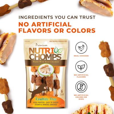 Show full view: Nutri Chomps Chicken Kabobs Dog Treats, 6 count slide 7 of 10
