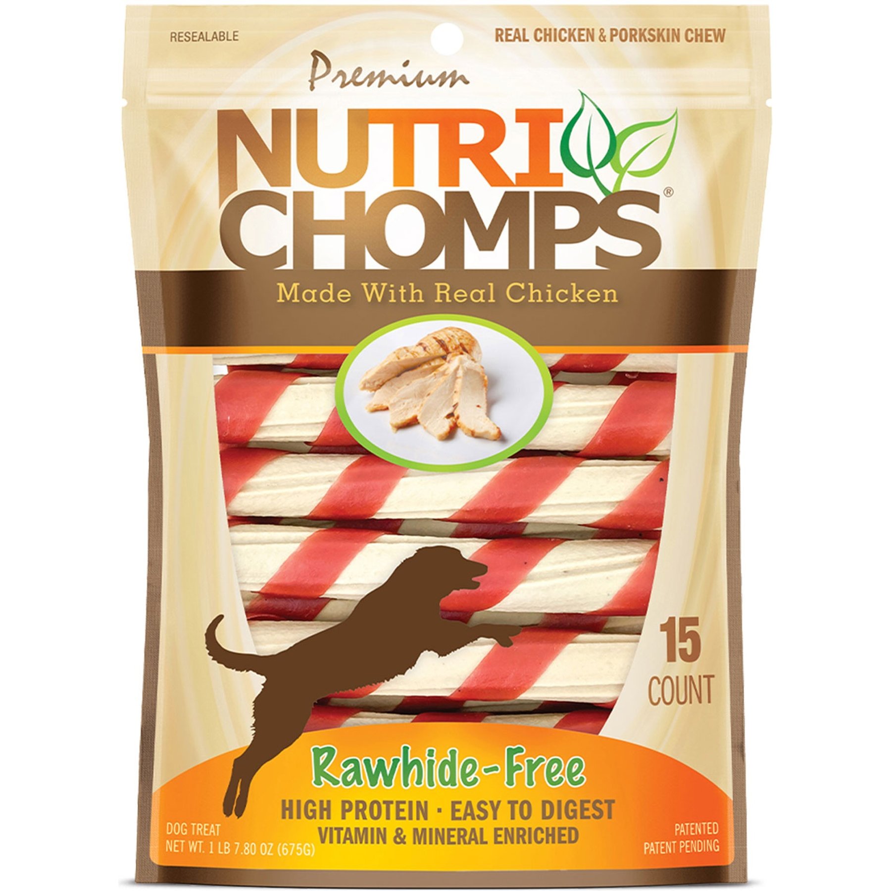 Nutri Chomps Chicken Twist with Flavor Wrap Hard Dog Chews, 30 count bundle
