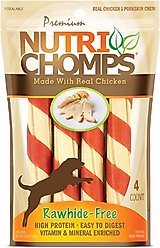 Nutri Chomps Chicken Twist with Flavor Wrap Hard Dog Chews, 4 count