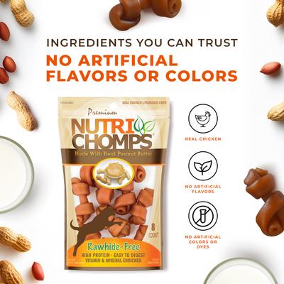 Show full view: Nutri Chomps Mini Peanut Butter Flavor Knots Dog Treats, 8 count slide 7 of 9