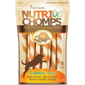 Nutri Chomps Mini Peanut Butter Flavor Twist Dog Treats, 10 count