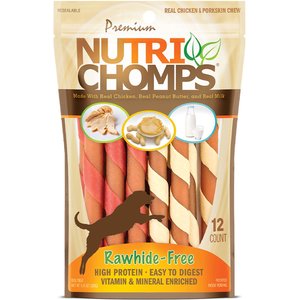 Nutri Chomps Mini Twists Chicken, Peanut Butter & Milk Flavor Variety Pack Dog Treats, 12 count