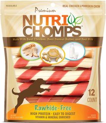 Nutri Chomps Twists Chicken, Peanut Butter & Milk Flavor Variety Pack Dog Treats, 12 count