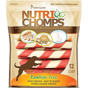 Nutri Chomps Twists Chicken, Peanut Butter & Milk Flavor Variety Pack Dog Treats, 12 count