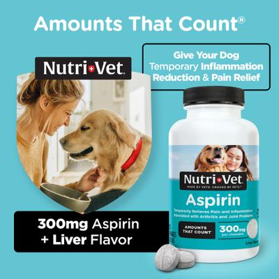 Show full view: Nutri-Vet Aspirin Medication for Pain for Medium & Large Breed Dogs, 75 count slide 6 of 11