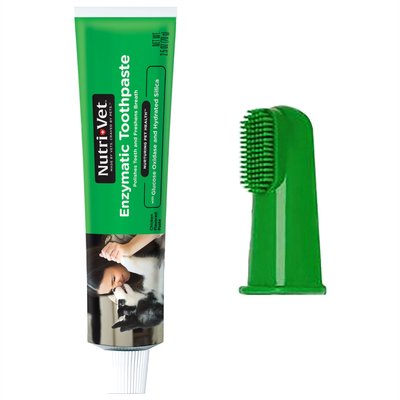 Nutri-Vet Nutri-Vet Chicken Flavored Enzymatic Toothpaste, 2.5-oz tube + Vet's Best Fingerbrush Dog Toothbrush, 10 count