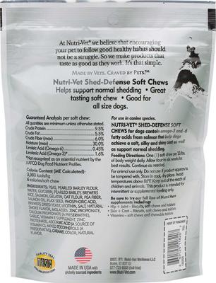 Show full view: Nutri-Vet Fish Oil Dog Softgels, 100 count + Nutri-Vet Shed Defense Dog Soft Chews, 5.3-oz bag slide 7 of 7