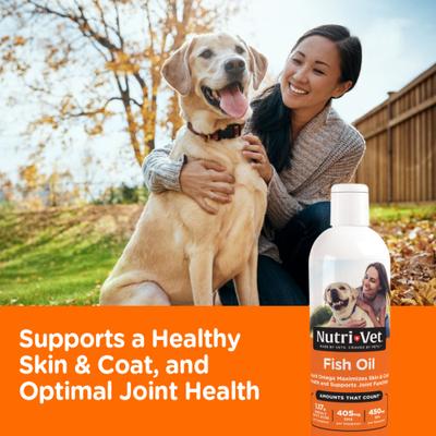 Show full view: Nutri-Vet Fish Oil Omega-3 Liquid Skin & Coat Supplement for Dogs, 12-fl oz bottle slide 5 of 9