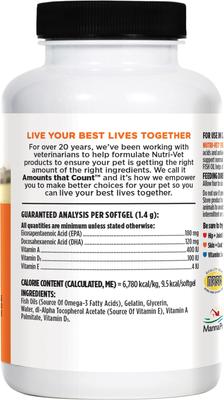 Show full view: Nutri-Vet Fish Oil Softgels Skin & Coat Supplement for Dogs, 100 count slide 8 of 11