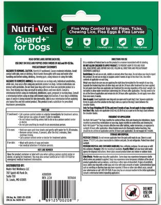 Show full view: Nutri-Vet Guard Plus Flea & Tick Treatment for Large Dogs, 89-132 lbs, 3 doses slide 2 of 8