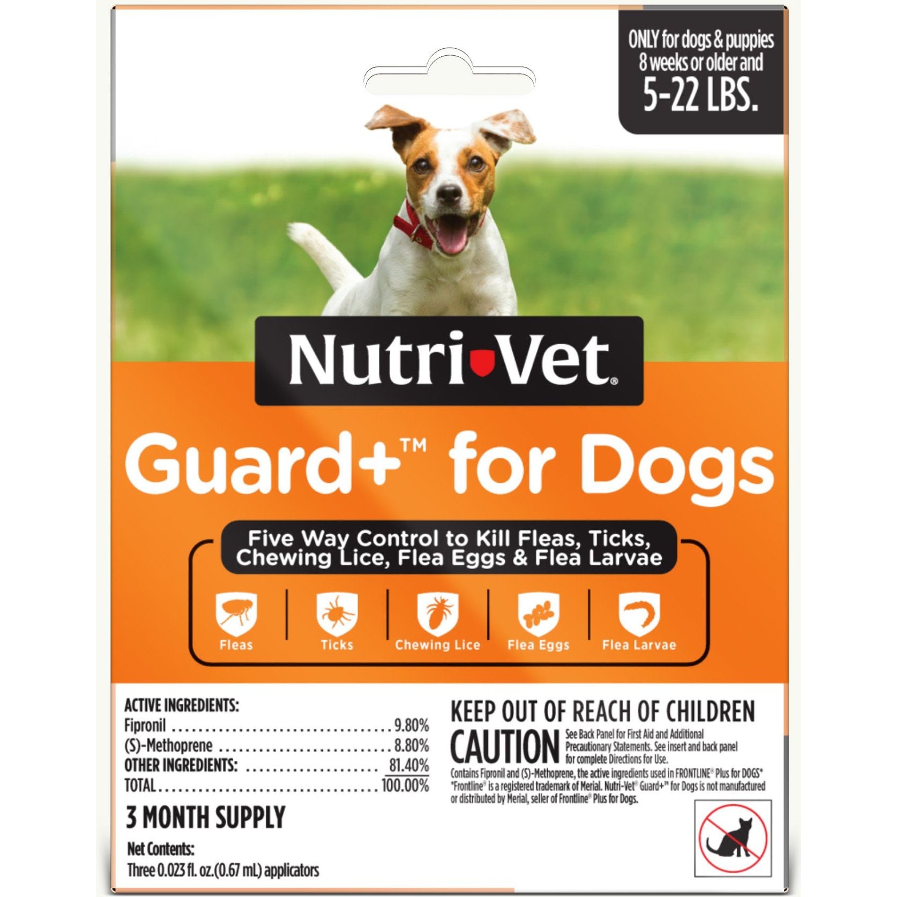 Nutri-Vet Guard Plus Flea & Tick Treatment for X-Small Dogs, 5-22 lbs, 3 doses