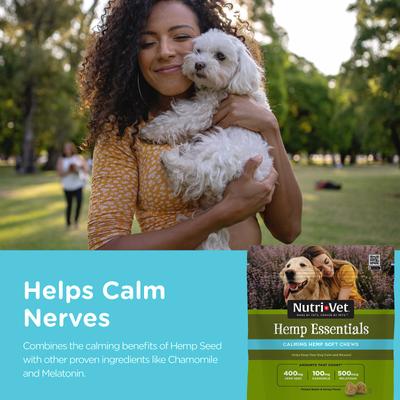 Show full view: Nutri-Vet Hemp Peanut Butter & Honey Flavor Calming Soft Chew Supplement for Adult Dogs, 12.7-oz slide 3 of 10