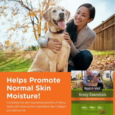 Show full view: Nutri-Vet Hemp Peanut Butter & Honey Flavor Skin & Coat Soft Chew Supplement for Adult Dogs, 12.7-oz slide 3 of 10