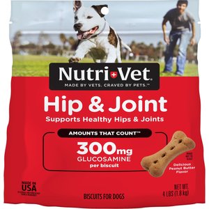 Nutri-Vet Hip & Joint Extra Strength Biscuits for Large Dogs Peanut Butter Flavor Treats, 4-lb bag