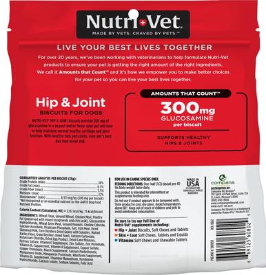 Show full view: Nutri-Vet Hip & Joint Extra Strength Biscuits for Large Dogs Peanut Butter Flavor Treats, 4-lb bag slide 3 of 11