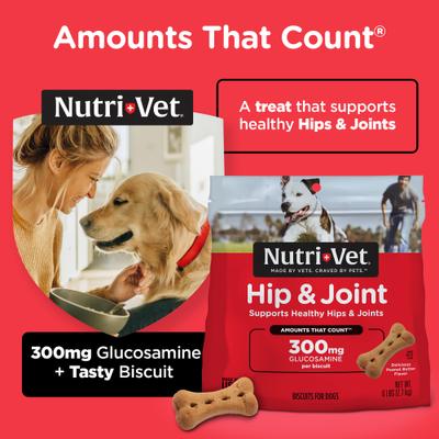 Show full view: Nutri-Vet Hip & Joint Extra Strength Biscuits for Large Dogs Peanut Butter Flavor Treats, 4-lb bag slide 5 of 11