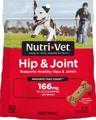 Show full view: Nutri-Vet Hip & Joint Regular Strength Biscuits for Small & Medium Dogs Peanut Butter Flavor Treats, 19.5-oz bag slide 1 of 11