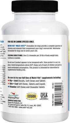 Show full view: Nutri-Vet Multi-Vite Chewable Tablets Multivitamin for Dogs, 120 count slide 9 of 11