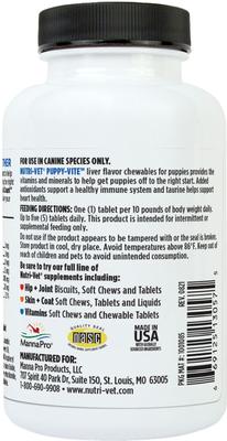 Show full view: Nutri-Vet Puppy-Vite Chewable Tablets Multivitamin for Dogs, 60 count slide 9 of 11