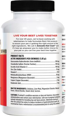 Show full view: Nutri-Vet Regular Strength Chewable Tablets Joint Supplement for Dogs, 180 count slide 3 of 11