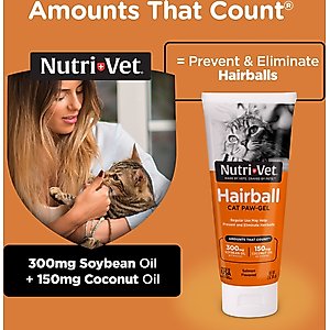 Nutri-Vet Salmon Flavored Gel Hairball Control Supplement for Cats, 3-oz tube