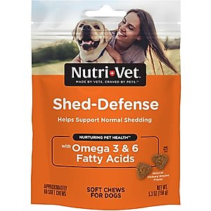 Nutri-Vet Shed Defense Seafood & Fish Flavored Soft Chews Skin & Coat Supplement for Dogs, 5.3-oz bag