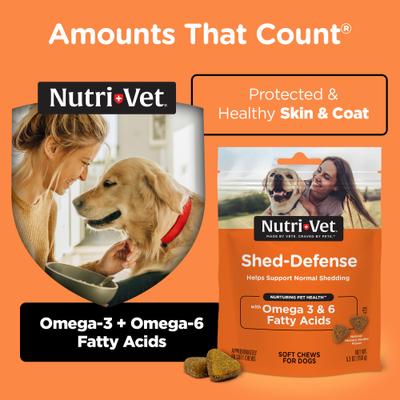 Show full view: Nutri-Vet Shed Defense Seafood & Fish Flavored Soft Chews Skin & Coat Supplement for Dogs, 5.3-oz bag slide 5 of 12