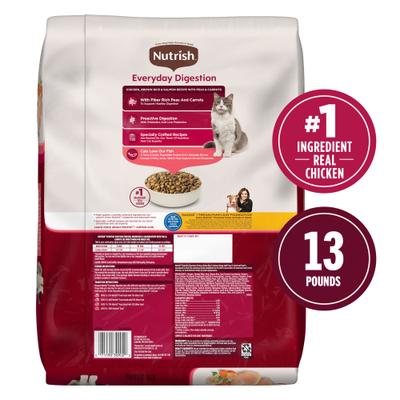 Show full view: Nutrish Everyday Digestion Chicken, Brown Rice & Salmon Recipe with Peas & Carrots Dry Cat Food, 13-lb bag (Rachael Ray) slide 3 of 12