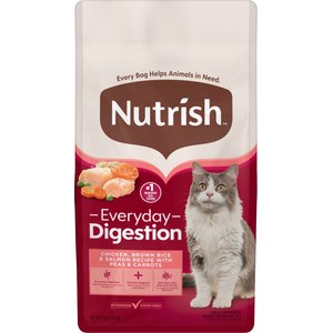 Nutrish Everyday Digestion Chicken, Brown Rice & Salmon Recipe with Peas & Carrots Dry Cat Food, 3-lb bag (Rachael Ray)