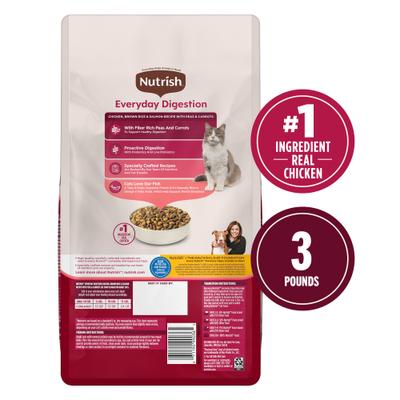 Show full view: Nutrish Everyday Digestion Chicken, Brown Rice & Salmon Recipe with Peas & Carrots Dry Cat Food, 3-lb bag (Rachael Ray) slide 3 of 12