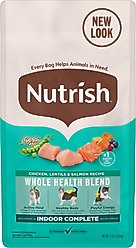 Nutrish Whole Health Blend Indoor Complete Chicken with Lentils & Salmon Recipe Dry Cat Food (Rachael Ray), 3-lb bag