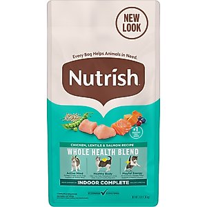 Nutrish Whole Health Blend Indoor Complete Chicken with Lentils & Salmon Recipe Dry Cat Food (Rachael Ray), 3-lb bag