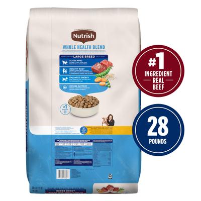 Show full view: Nutrish Whole Health Blend Large Breed Real Beef, Pea, Carrot & Brown Rice Recipe Dry Dog Food, 28-lb bag slide 3 of 13