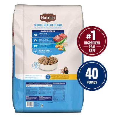 Show full view: Nutrish Whole Health Blend Large Breed Real Beef, Pea, Carrot & Brown Rice Recipe Dry Dog Food, 40-lb bag slide 3 of 13