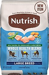 Nutrish Whole Health Blend Large Breed Real Chicken, Pea, Brown Rice & Carrot Recipe Dry Dog Food, 14-lb bag