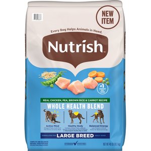 Nutrish Whole Health Blend Large Breed Real Chicken, Pea, Brown Rice & Carrot Recipe Dry Dog Food, 40-lb bag